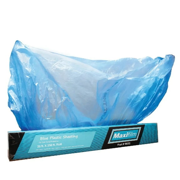 Maxifilm 20ft x 250 ft Roll Blue Premium Overspray Paintable Plastic Sheeting - 8 Micron, 0.3 Mil - (9032)