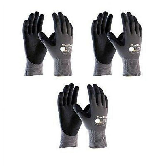 maxiflex 34-874 ultimate nitrile grip work gloves, large, 3 pair