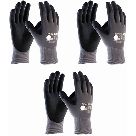 Maxiflex 34-874 Ultimate Nitrile Grip Work Gloves, Medium, 3 Piece