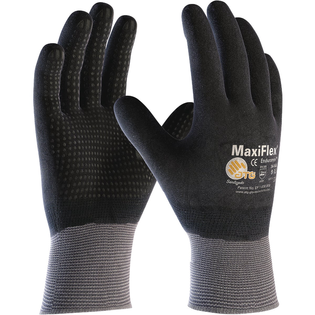 MaxiFlex Endurance Work Gloves 34-844 - Nitrile Coated, Unisex - 3 Pair Pack, Large, Black — Residential Use, Standard Application