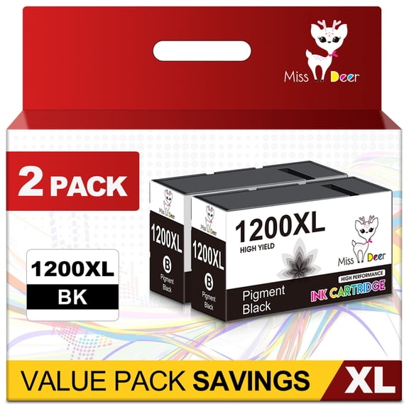 Maxify 1200 Ink Cartridges 2-Pack Black Compatible for Canon Maxify 1200XL PGI-1200 XL PGI1200XL Pigment BK to use with Maxify MB2720 MB2320 MB2020 MB2120 MB2350 MB2050 Printer
