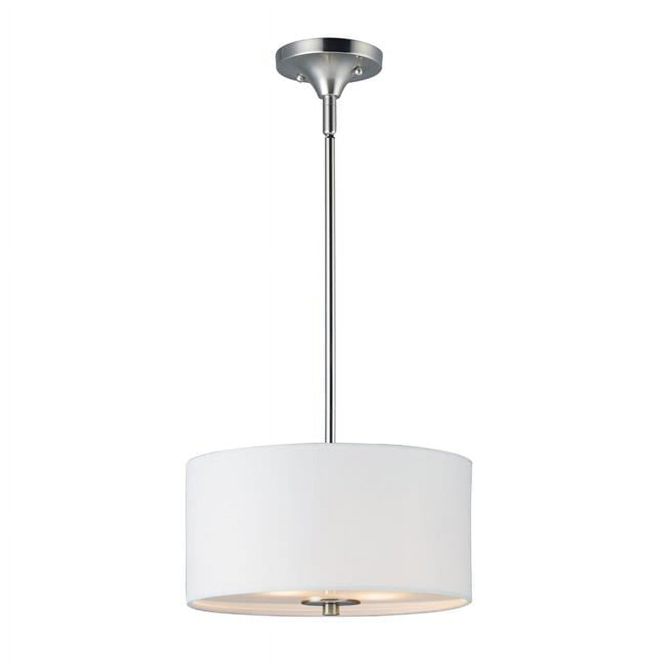 Elegant Satin Nickel 2-Light Drum Pendant for Indoor/Outdoor Use