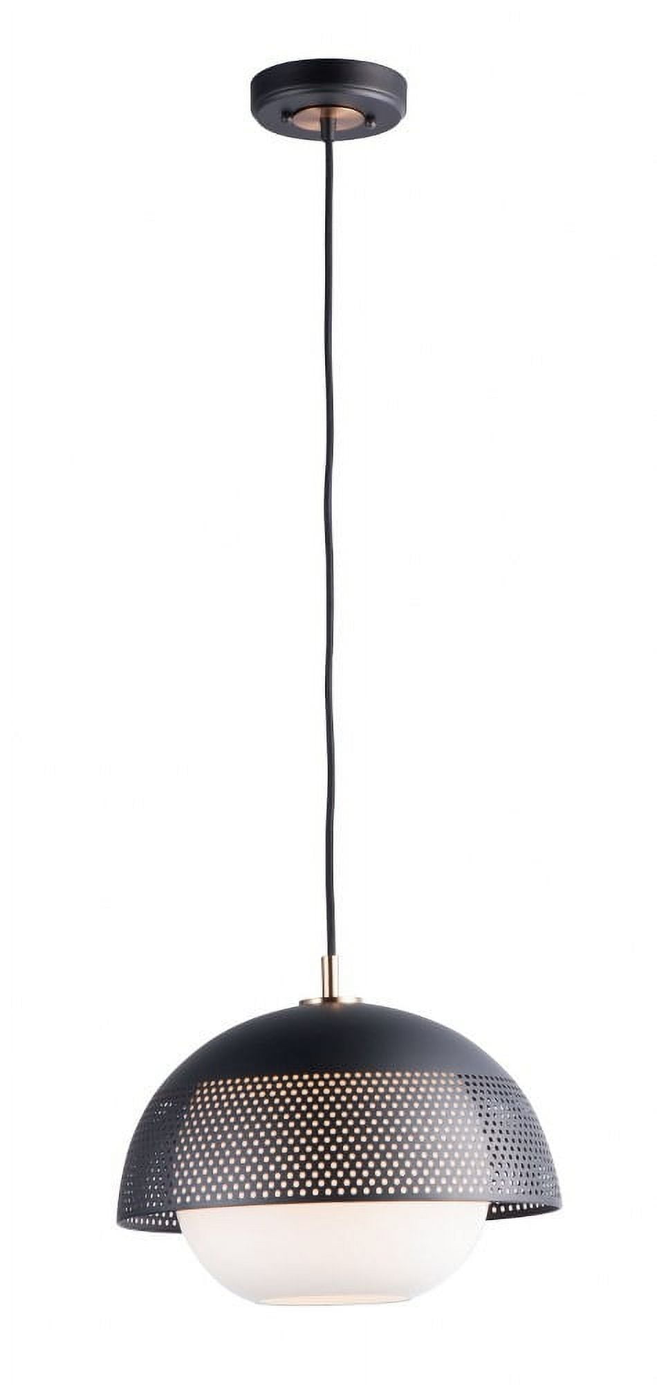Elegant Matte Black & Satin Brass Globe Pendant Light with White Glass