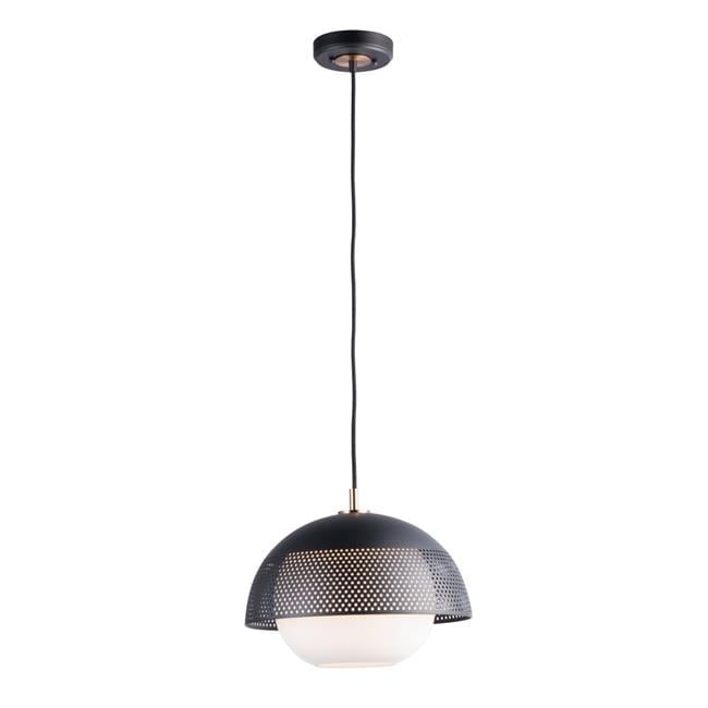 Elegant Matte Black & Satin Brass Globe Pendant Light with White Glass