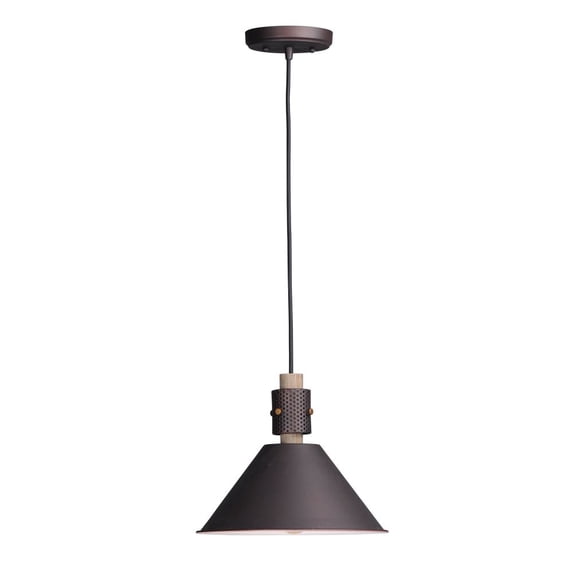 Maxim 10089OIWWD 11 in. Tucson One-Light Single Pendant, Oil Rubbed Bronze & Weathered Wood