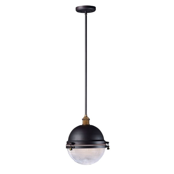 Maxim 10187OIAB 12 in. Portside One-Light Outdoor Pendant, Oil Rubbed Bronze & Antique Brass