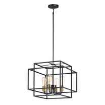 Maxim 10247BKSBR Liner 4 Light Pendant Ceiling Light, Black & Satin Brass