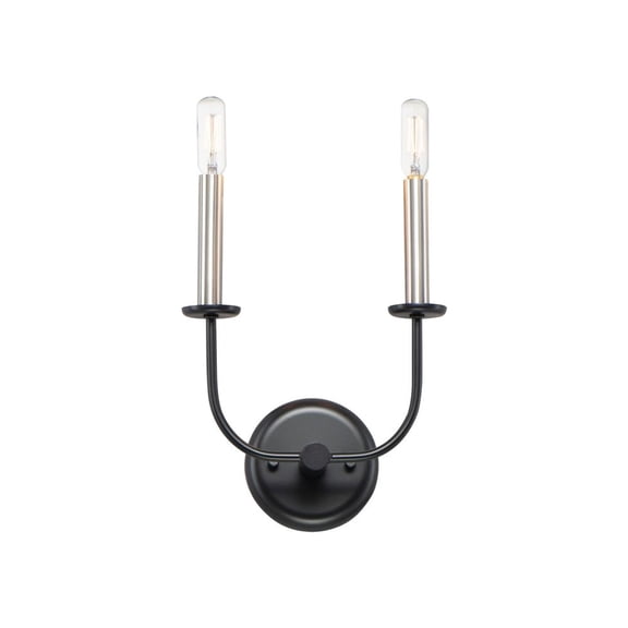 Maxim 10322BKSN 9 in. Wesley ADA Wall Sconce Wall Light, Black & Satin Nickel - 2 Light
