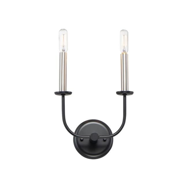 Wesley 2-Light Black and Satin Nickel Dimmable Wall Sconce