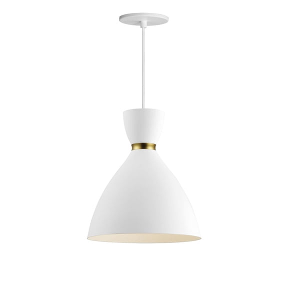 11302WTSBR-Maxim Lighting-Carillon - 1 Light Mini Pendant-11.75 Inches Tall and 10.5 Inches Wide-White/Satin Brass Finish    -Traditional Installation