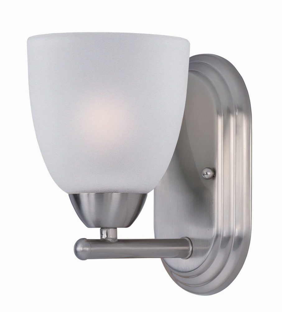Satin Nickel Dimmable Outdoor Wall Sconce with Frosted Glass