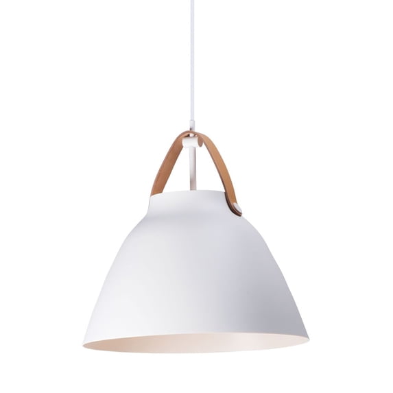 Maxim 11356TNWT 14 in. Nordic 1 Light Tan Leather & White Single Pendant Ceiling Light