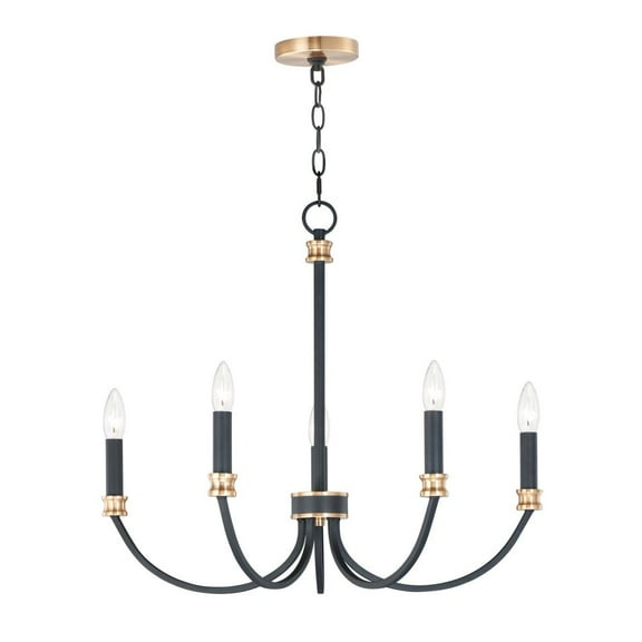 Maxim 11375BKAB 26 in. Charlton 5 Light Black & Antique Brass Chandelier Ceiling Light