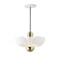 11391WTSBR-Maxim Lighting-Poppy - 4W 1 LED Pendant-6 Inches Tall and 11.75 Inches Wide-White/Satin Brass Finish    -Traditional Installation