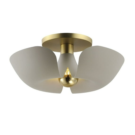 11399WTSBR-Maxim Lighting-Poppy - 4W 1 LED Flush Mount-7.25 Inches Tall and 17.75 Inches Wide-White/Satin Brass Finish