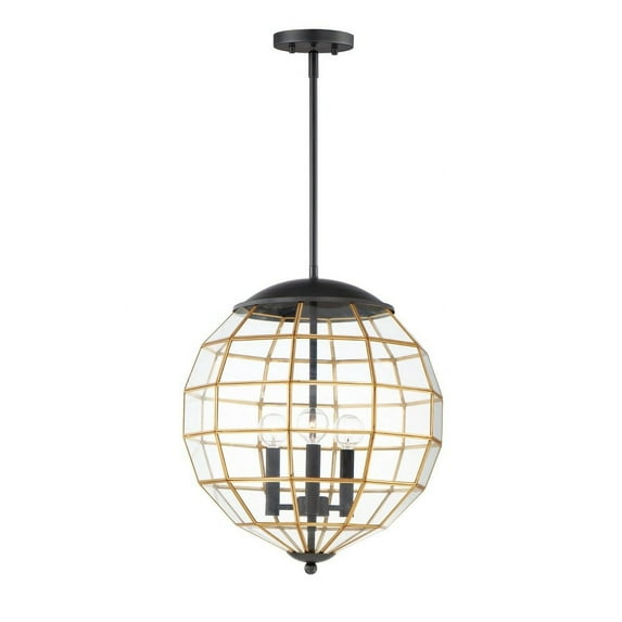Maxim 11546BKBUB 16 in. Heirloom 3 Light Black & Burnished Brass Multi-Light Pendant Ceiling Light