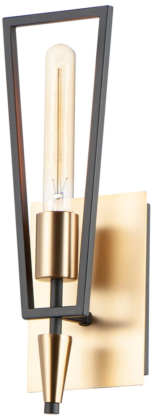 Geometric Wings Black and Satin Brass Dimmable Wall Sconce