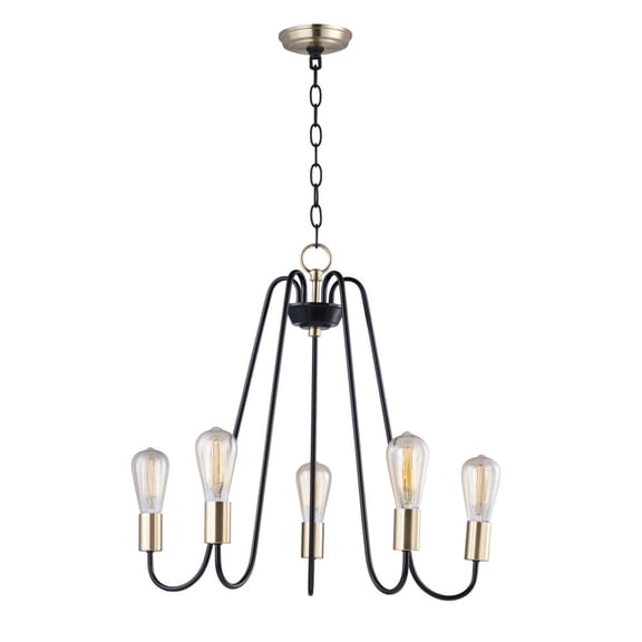 Maxim 11735OIAB Haven 5-Light Chandelier Ceiling Light, Oil Rubbed Bronze & Antique Brass