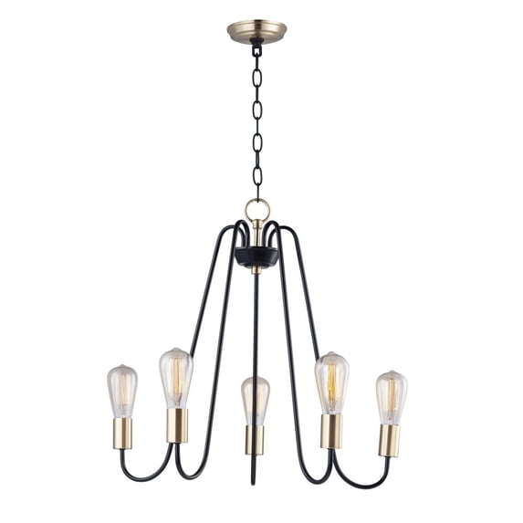 Maxim 11735OIAB Haven 5-Light Chandelier Ceiling Light, Oil Rubbed Bronze & Antique Brass