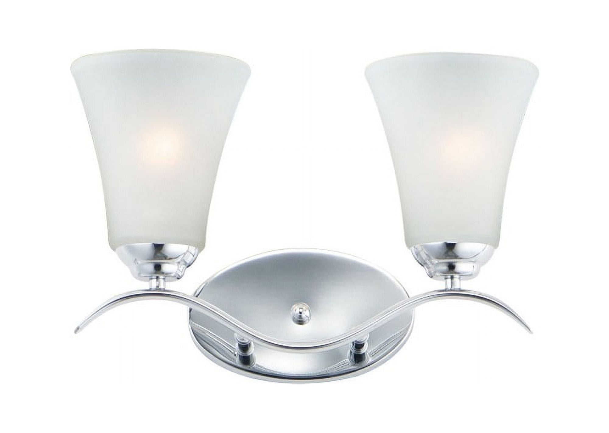 Polished Chrome Frosted Glass 2-Light Vanity Fixture