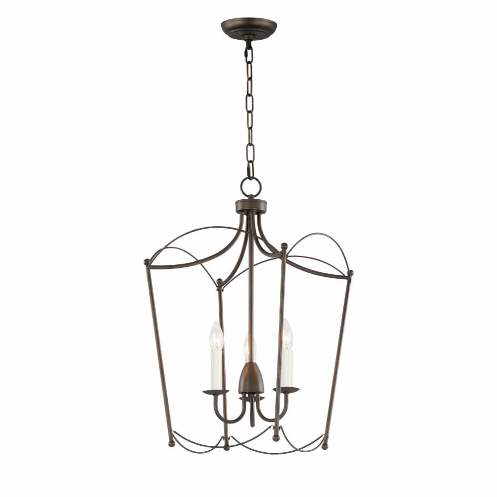 Plumette 3-Light Chestnut Bronze and Crystal Pendant Chandelier