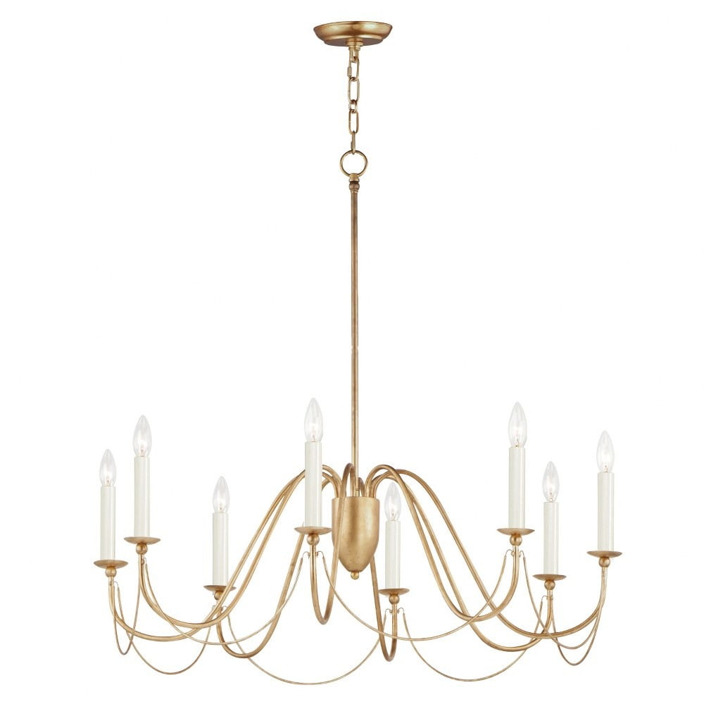 Plumette 36" Gold Leaf 8-Light Candle Chandelier