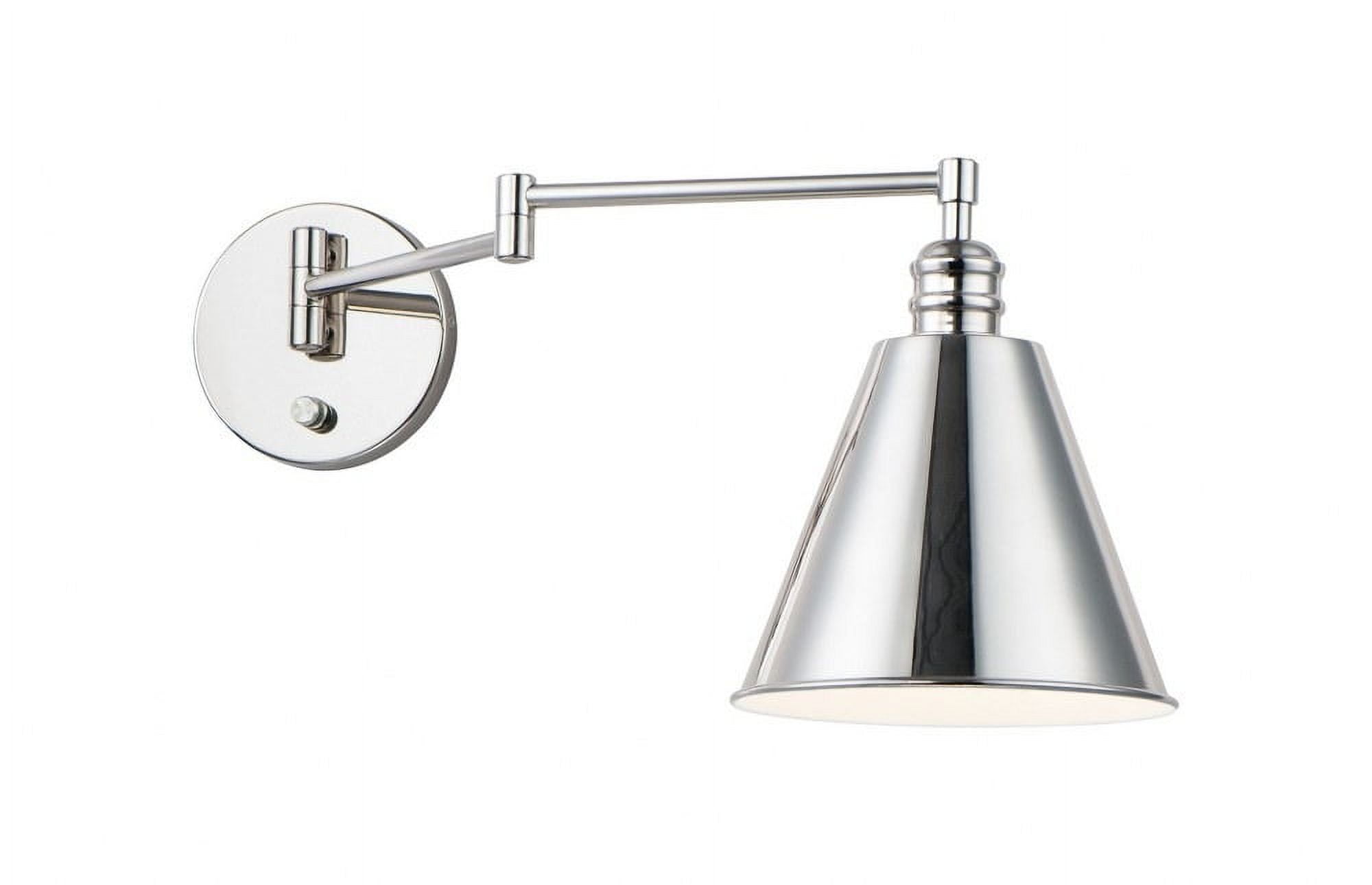 Polished Nickel Swing Arm Wall Sconce with Steel Shade