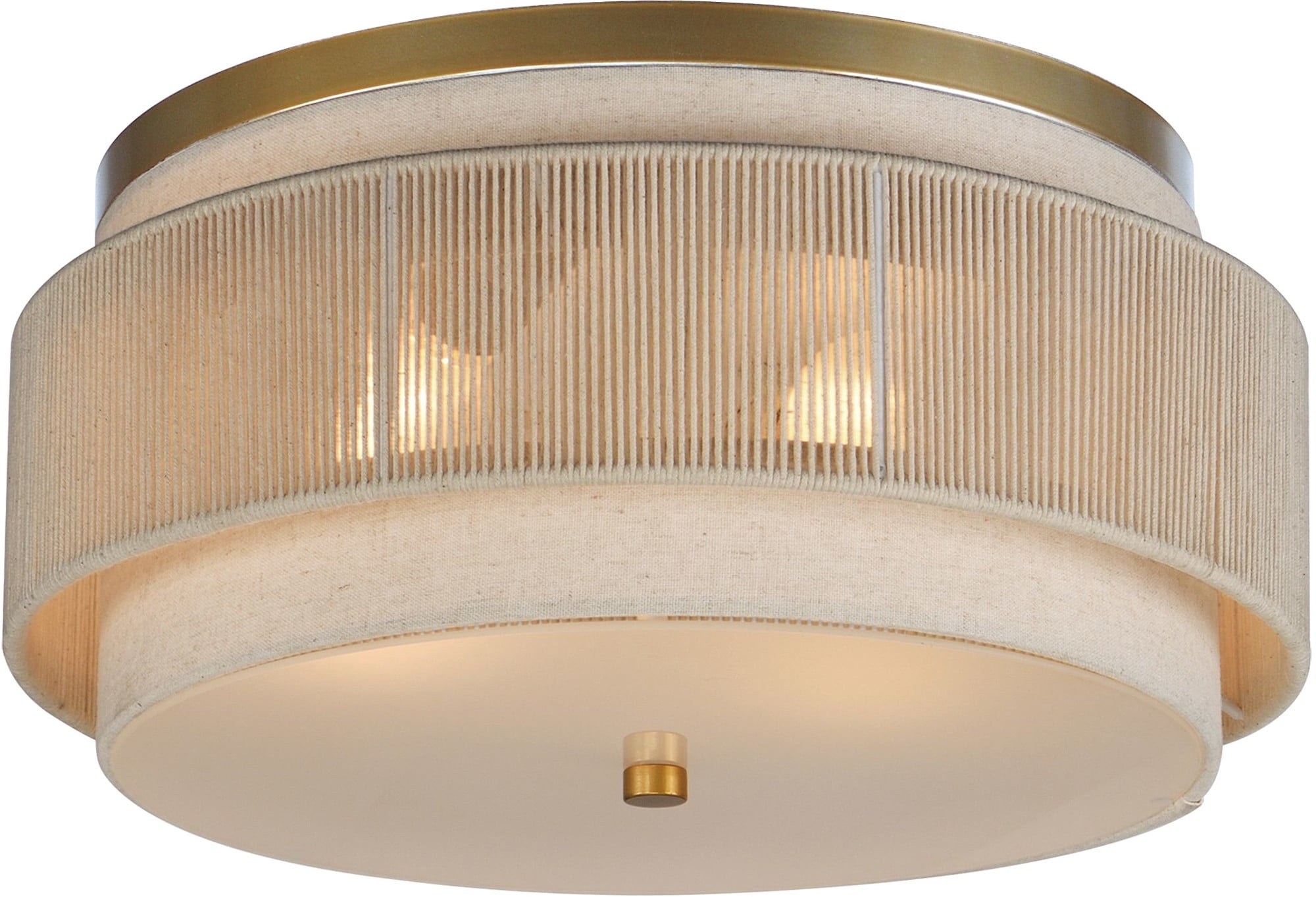 Maxim 12810OFNAB Seacliff 2 Light 16" Wide Flush Mount Drum Ceiling Fixture - Brass