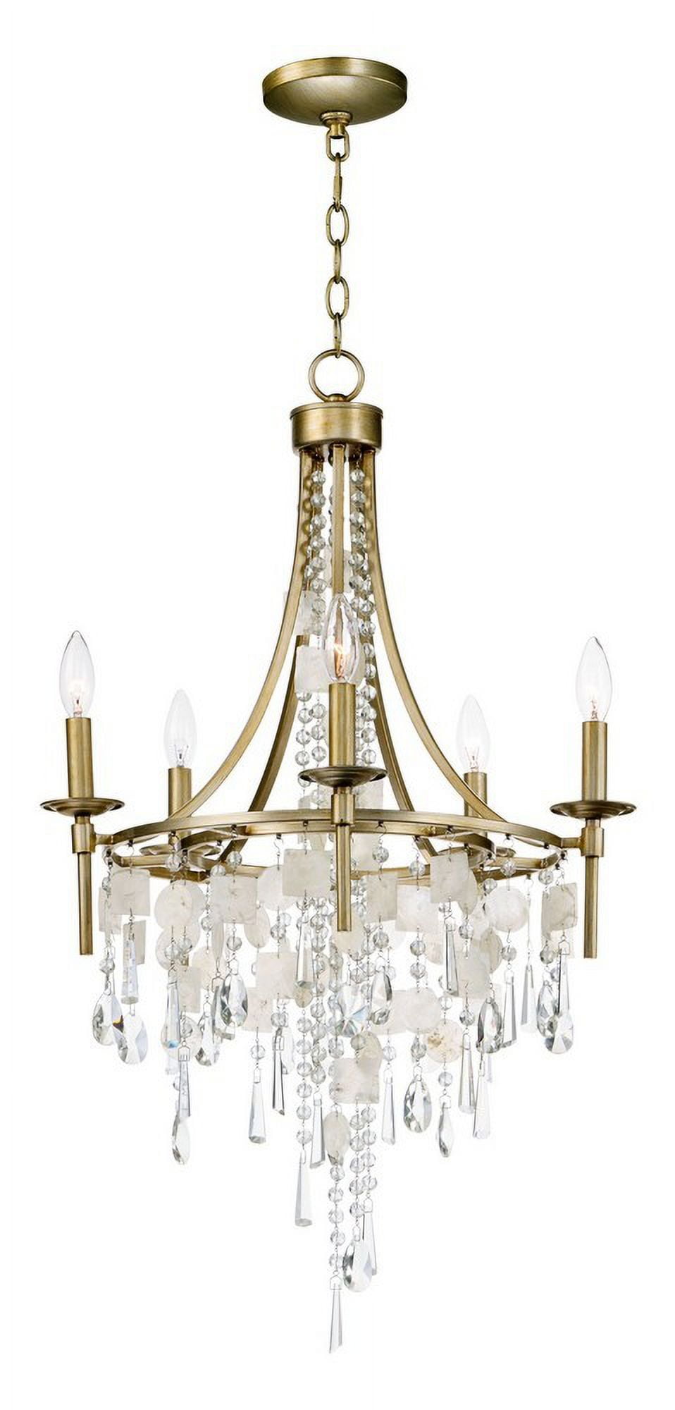 Mini Capiz Shell & Crystal 5-Light Chandelier in Gold Silver