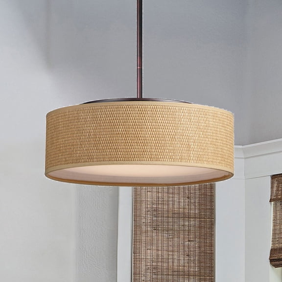 10224GCOI Maxim Lighting Prime-19.5W 3 LED Pendant-16 Inches wide by 6.5 inches high-Oil Rubbed Bronze Finish-Grass Cloth Shade Color