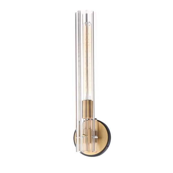 Maxim 16110CLBKAB Flambeau 20" Tall Wall Sconce - Black / Antique Brass / Clear