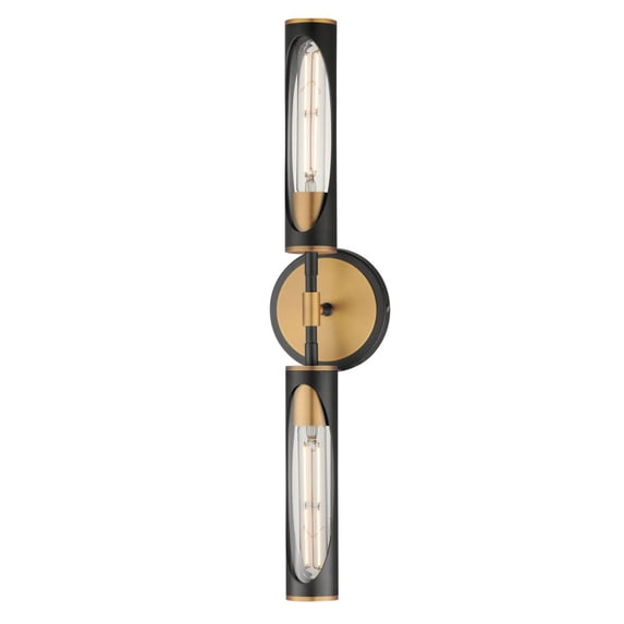 Regent 2 - Light Black And Antique Brass - LED Glass And Steel