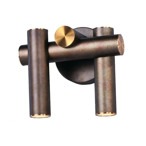 Maxim 20822BZFAB Tubular 2-Light LED Wall Sconce, Bronze Fusion & Antique Brass