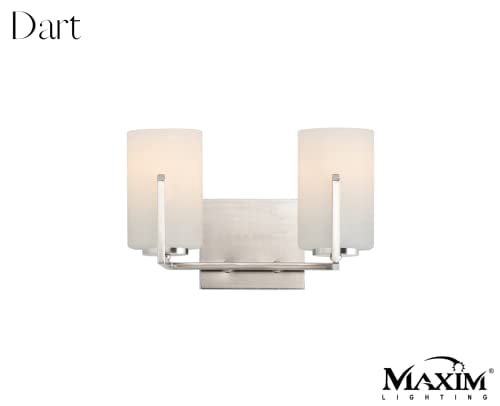 Maxim Dart Collection 4-Light Bathroom Vanity - Satin Brass & Frosted Glass Cylinder, Dimmable, 29.75" Wide