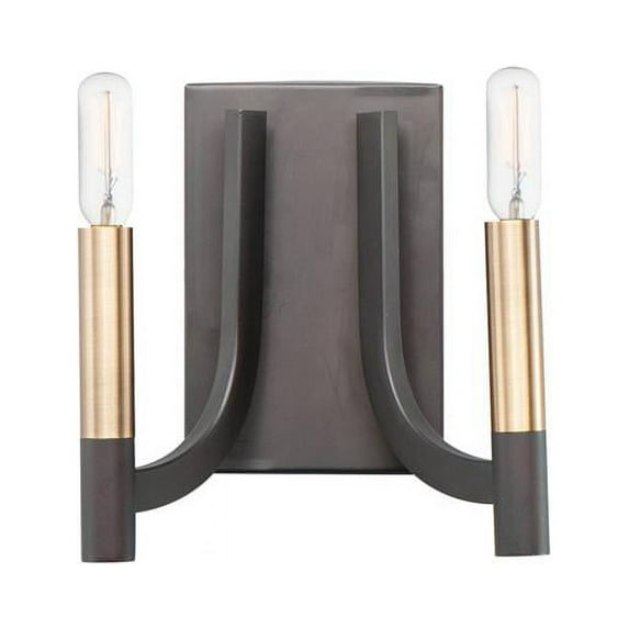Maxim 21522BZAB 9 in. Lyndon 2 Light Bronze & Antique Brass Wall Sconce Wall Light