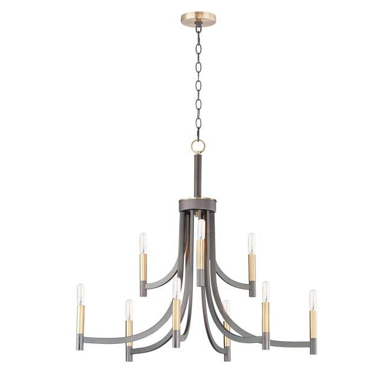 Lyndon Mid-Century 9-Light Bronze & Antique Brass Chandelier