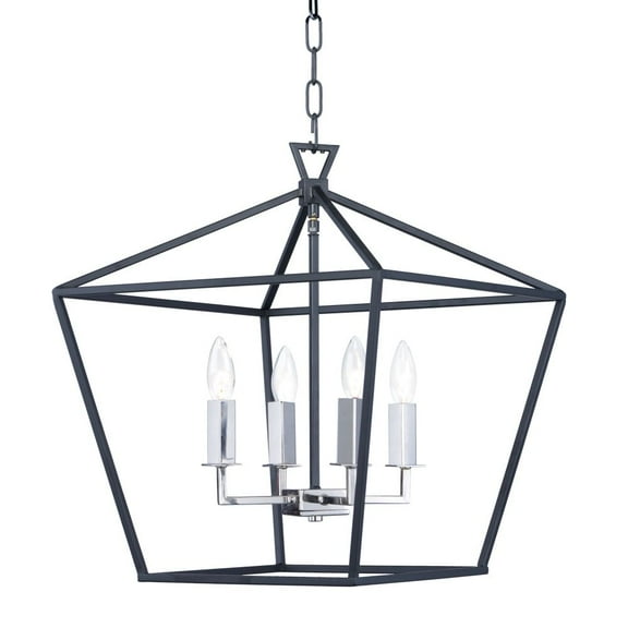 25156TXBPN Maxim Lighting Abode-Four Light Chandelier-17.75 Inches wide by 20.75 inches high-Textured Black/Polished Nickel Finish    -Traditional
