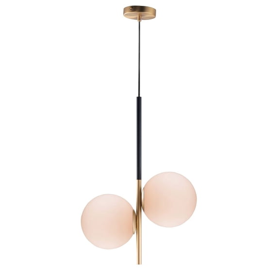Maxim 26035SWSBRBK 10 in. Vesper Two-Light Single Pendant Ceiling Light, Satin Brass & Black