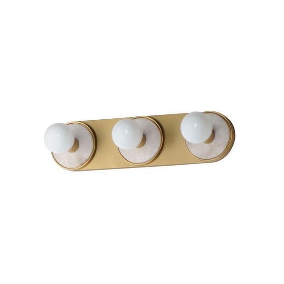 Hollywood 3 - Light White Alabaster And Natural Aged Brass Brass Modern Incandescent Aluminum And Ceramic And Steel Wall Sconce