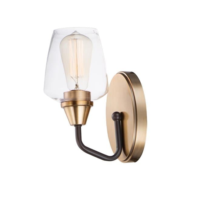 Elegant Two-Tone Brass and Bronze Dimmable Wall Sconce