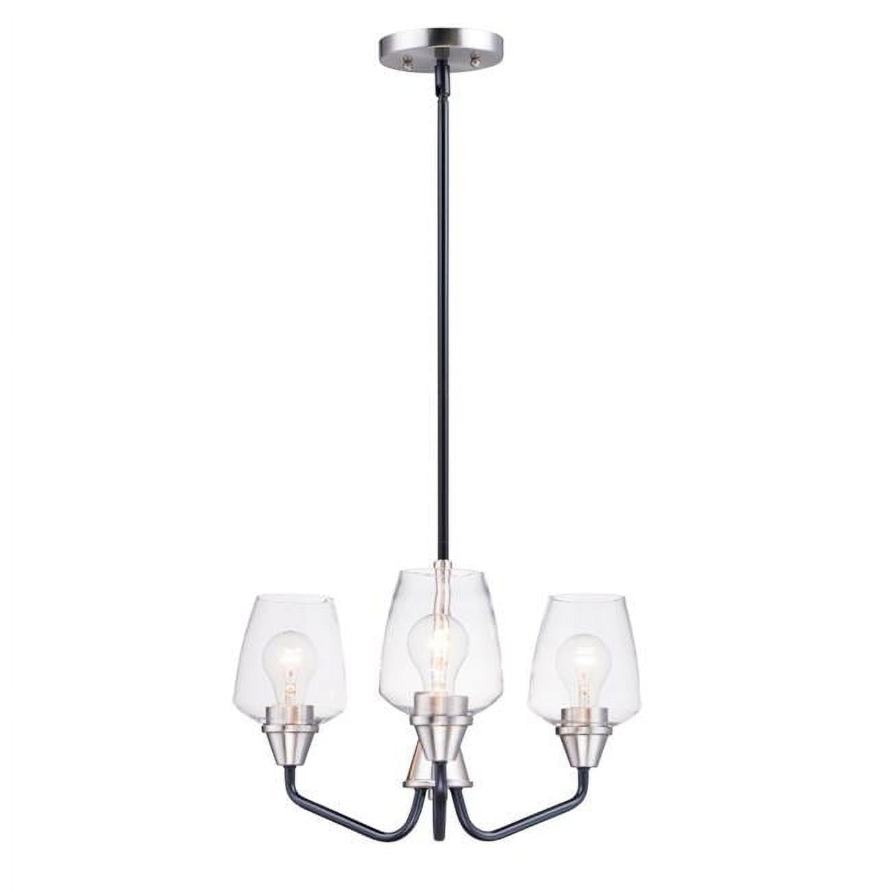 Elegant Mini Goblet 3-Light Chandelier in Black and Satin Nickel
