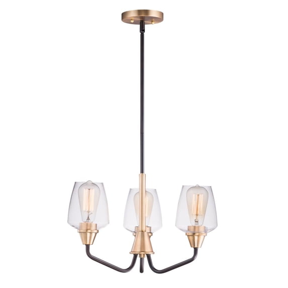 Maxim 26124CLBZAB 19 in. Goblet Three-Light Chandelier Ceiling Light, Bronze & Antique Brass