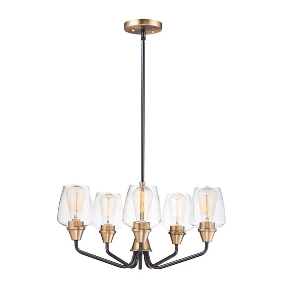 Maxim 26125CLBZAB 23 in. Goblet Five-Light Chandelier Ceiling Light, Bronze & Antique Brass