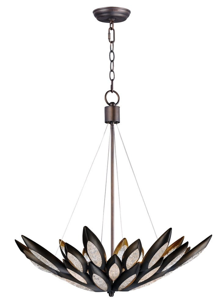 Burnished Bronze and Clear Glass Lotus Pendant Light
