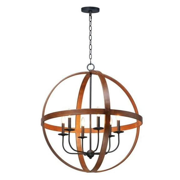 Maxim Compass 6-Light Pendant - Antique Pecan / Black - 27576APBK