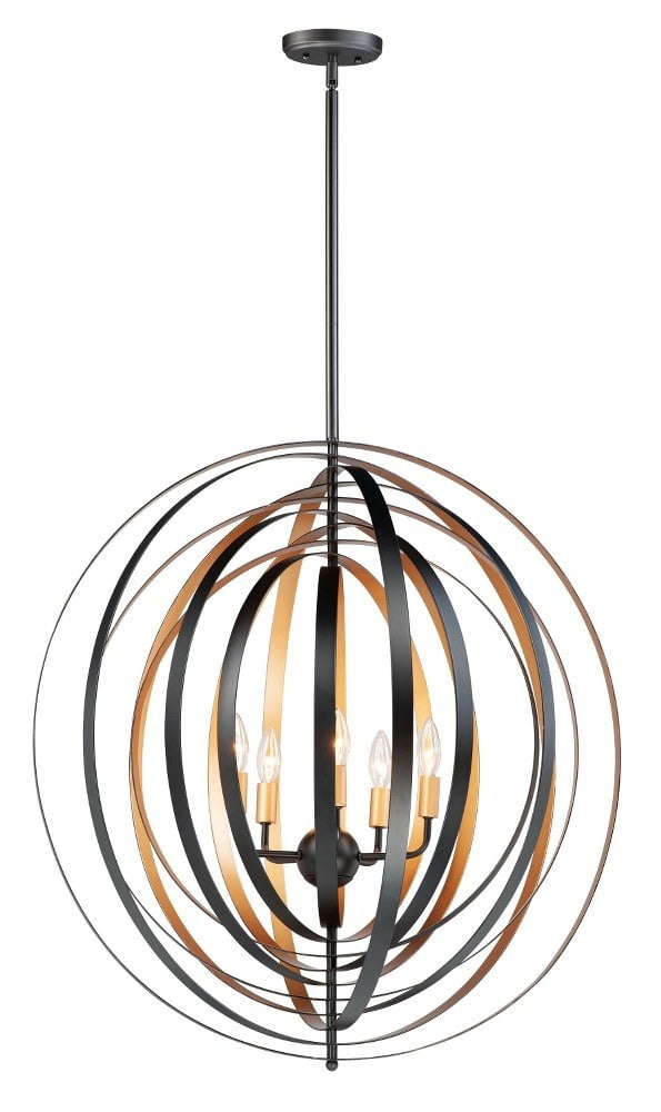 Radial 5-Light Black and Gold Globe Chandelier