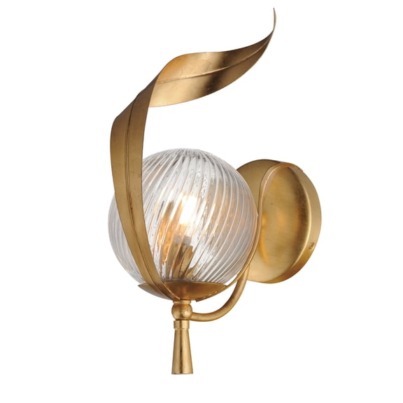 Maxim 28711CRGL Firenze 14" Tall Wall Sconce - Gold Leaf / Clear Ribbed