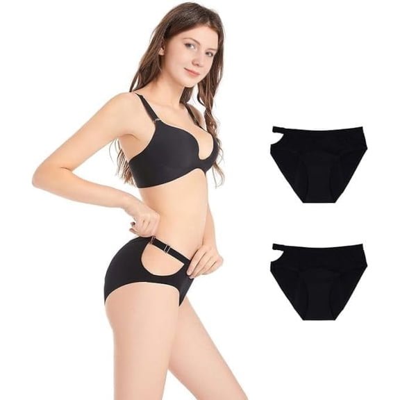 Maxim Organic Cotton Period Underwear for Women, Heavy Absorbency, Adjustable Waistband (Fits M-L), Reusable Leakproof Bikini Panties (Black, 1 Pc)