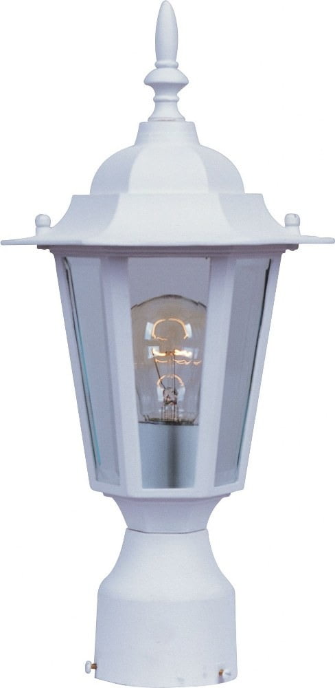 White Aluminum Outdoor Post Light with Clear Glass
