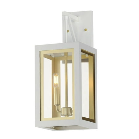 Maxim Lighting 30054CLWTGLD I Neoclass Collection 18 Inch Two Light Outdoor Wall Sconce I White & Gold Finish I Modern Contemporary Light Fixture I